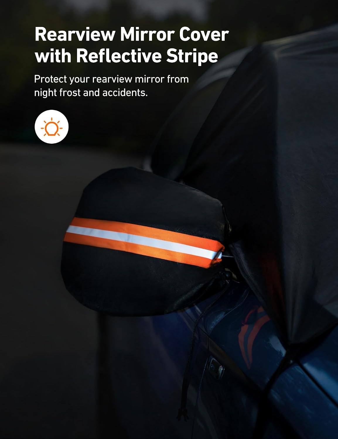 image:imageAstroAI 4Layer Windshield Snow Cover for Ice UV Frost Wiper amp Mirror Protector Windproof Sunshade for Cars Compact SUVsBlack