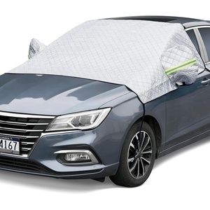 AstroAI 4-Layer Windshield Snow Cover for Ice, UV, Frost – Wiper & Mirror Protector, Windproof Sunshade for Cars, Compact SUVs(Glacier Silver)