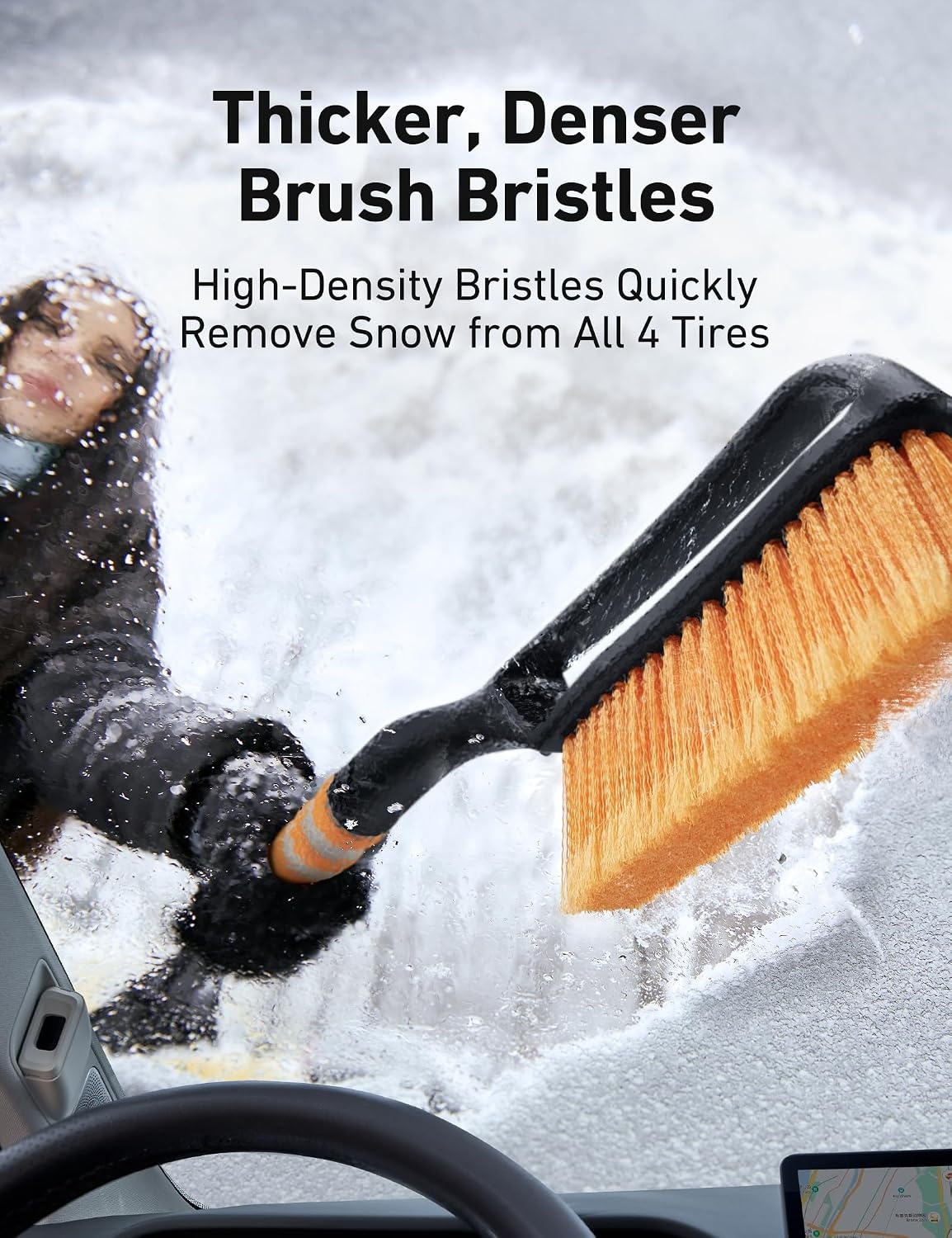 image:imageAstroAI 27 Snow Brush amp Ice Scraper for Car Windshield Snow Remove 2 PackOrange Blue