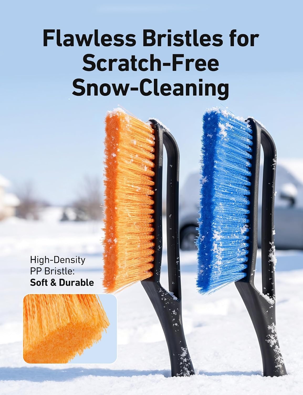image:imageAstroAI 27 Snow Brush amp Ice Scraper for Car Windshield Snow Remove 2 PackOrange Blue