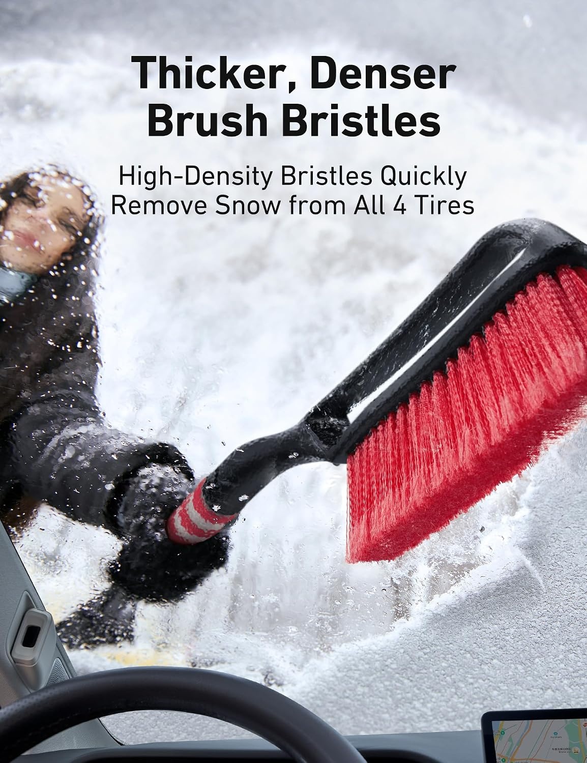 image:imageAstroAI 27 Snow Brush amp Ice Scraper for Car Windshield Snow Remove 2 PackOrange Red