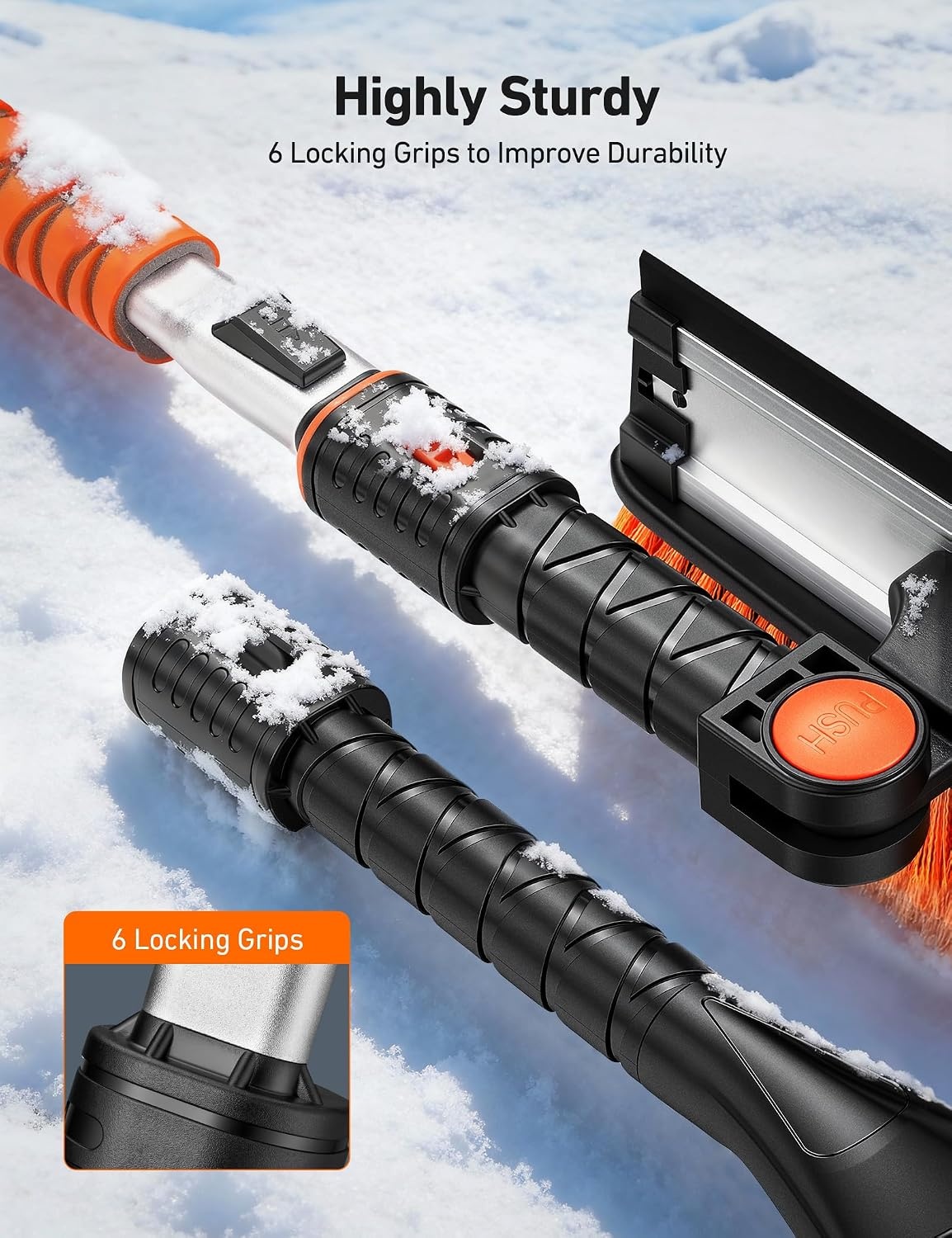 image:imageAstroAI 46 Extendable 3in1 Snow Brush amp Ice Scrapers for Car WindshieldOrange