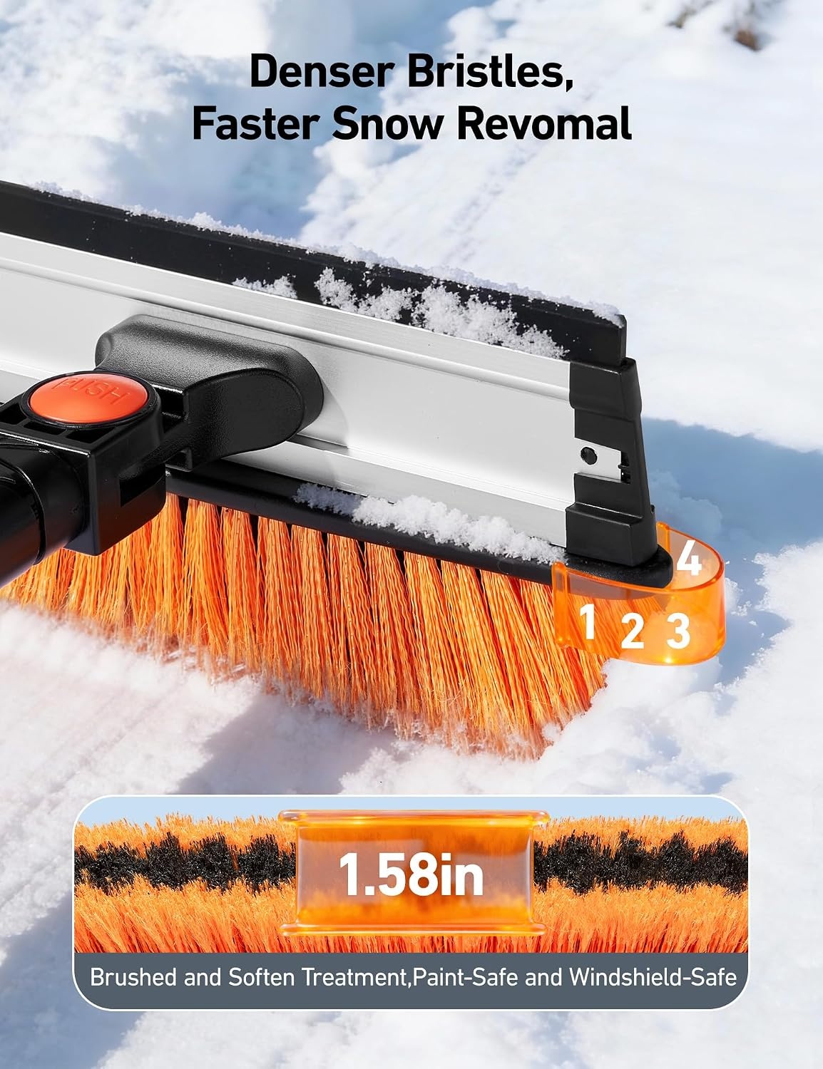 image:imageAstroAI 46 Extendable 3in1 Snow Brush amp Ice Scrapers for Car WindshieldOrange