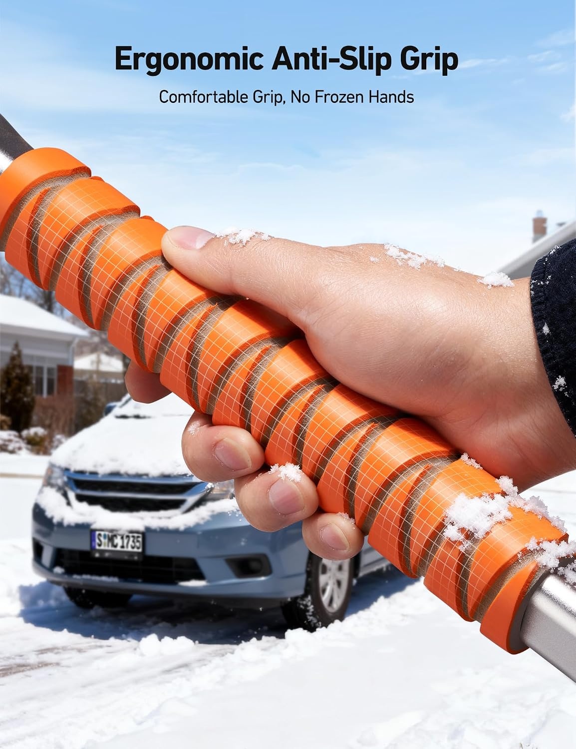 image:imageAstroAI 46 Extendable 3in1 Snow Brush amp Ice Scrapers for Car WindshieldOrange