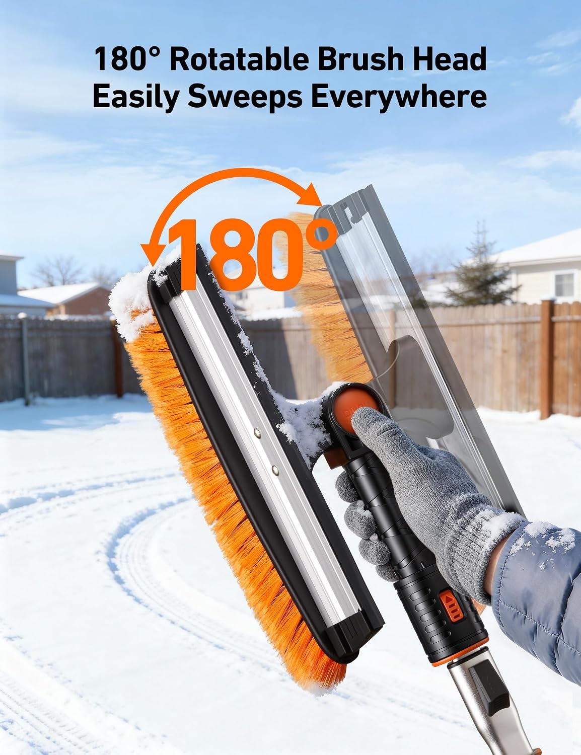 image:imageAstroAI 46 Extendable 3in1 Snow Brush amp Ice Scrapers for Car WindshieldOrange