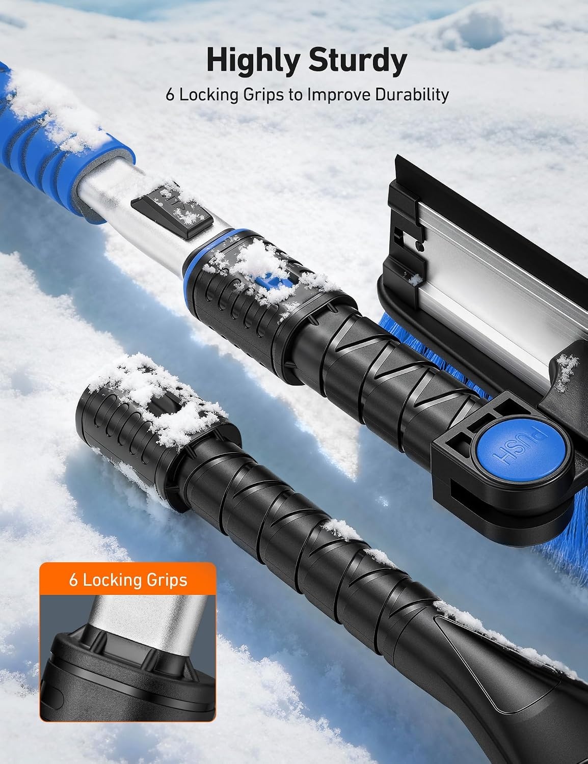 image:imageAstroAI 46 Extendable 3in1 Snow Brush amp Ice Scrapers for Car Windshieldblue