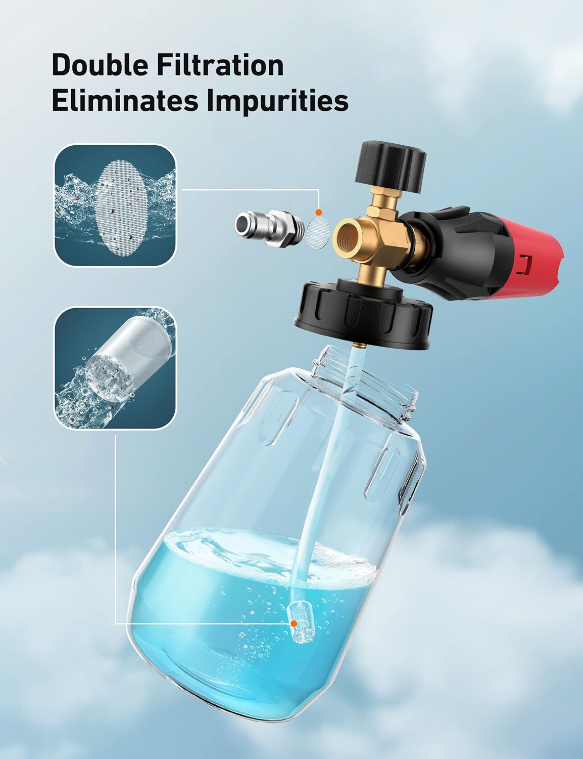image:imageAstroAI Foam Cannon for Pressure Washer with 14 Quick Connect Plug 1 L1 L Bottle WITHOUT Tips
