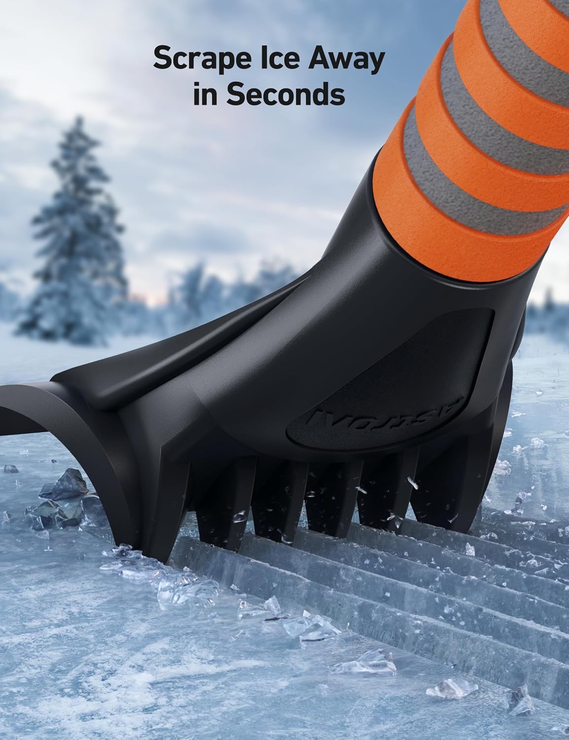 image:imageAstroAI Ice Scraper for Car Windshield Snow Scraper with Ergonomic GripOrange