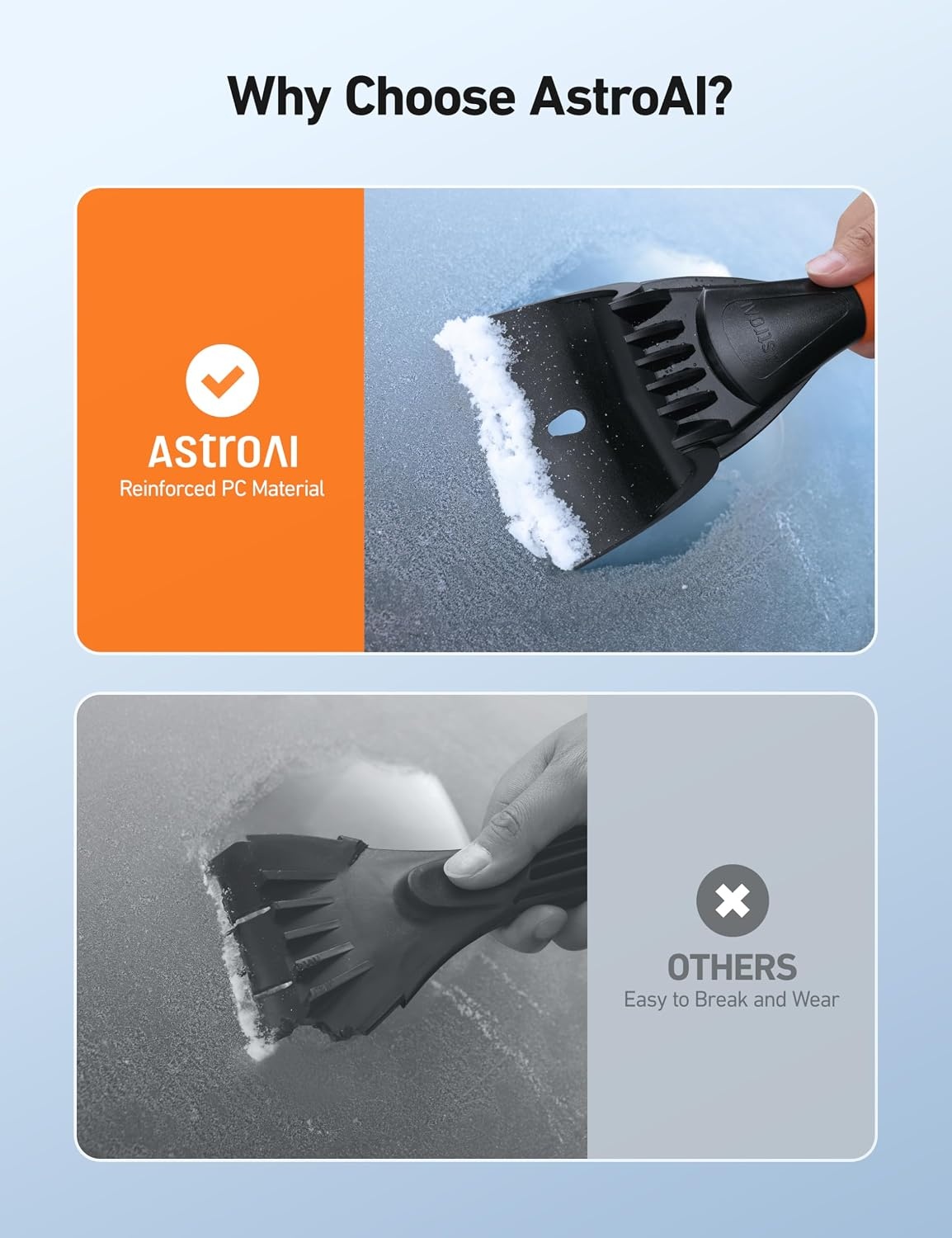 image:imageAstroAI Ice Scraper for Car Windshield Snow Scraper with Ergonomic GripOrange