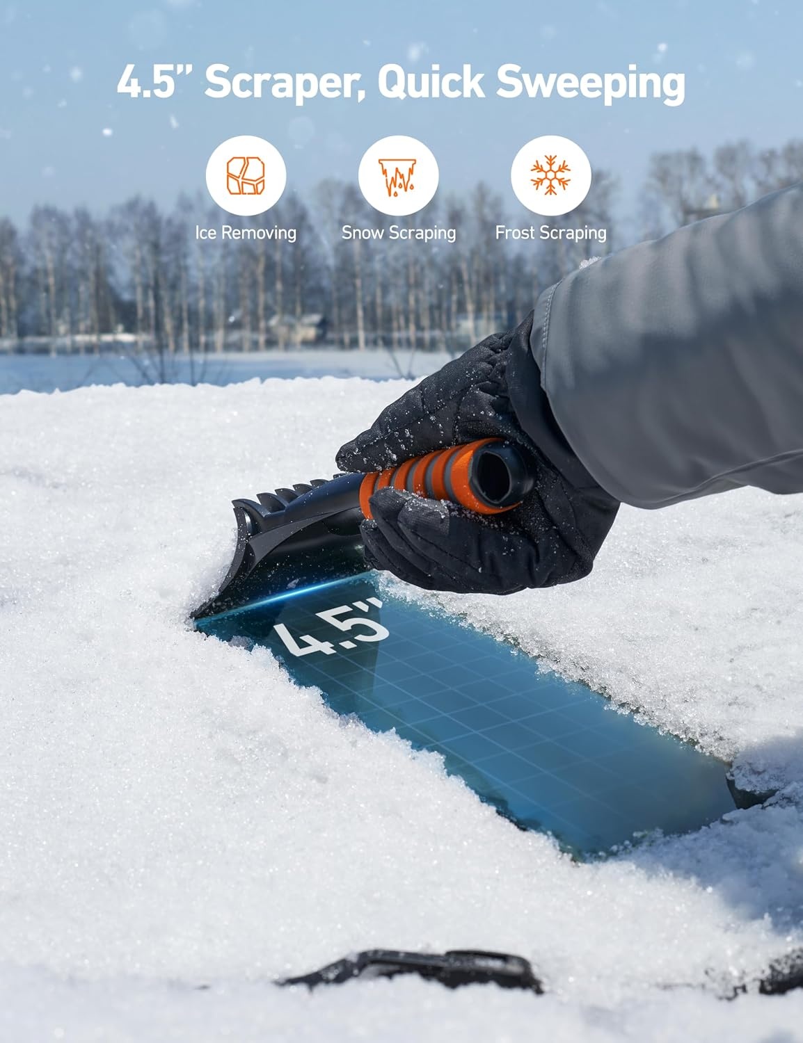 image:imageAstroAI Ice Scraper for Car Windshield Snow Scraper with Ergonomic GripOrange