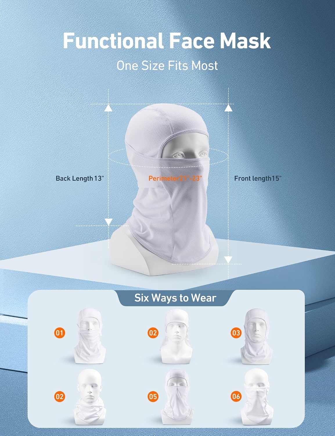image:imageAstroAI Ski Mask Balaclava Windproof UV Protector Face Cover GreyWhite