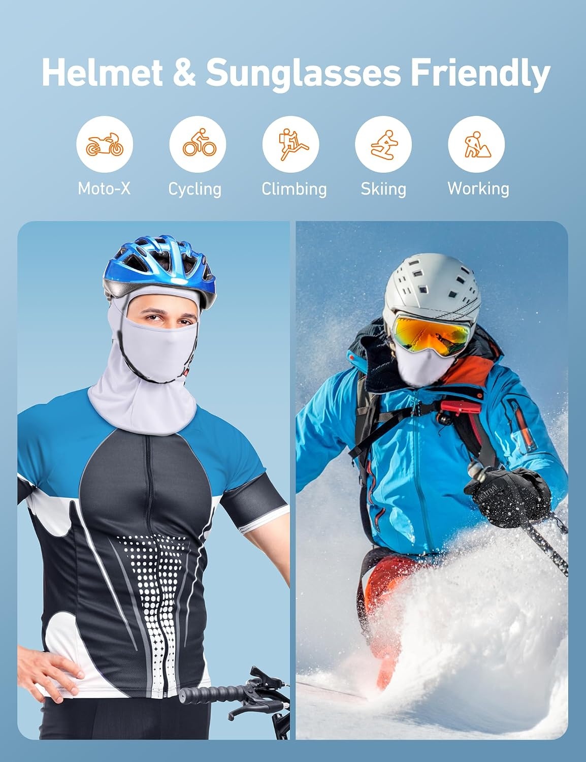 image:imageAstroAI Ski Mask Balaclava Windproof UV Protector Face Cover GreyWhite