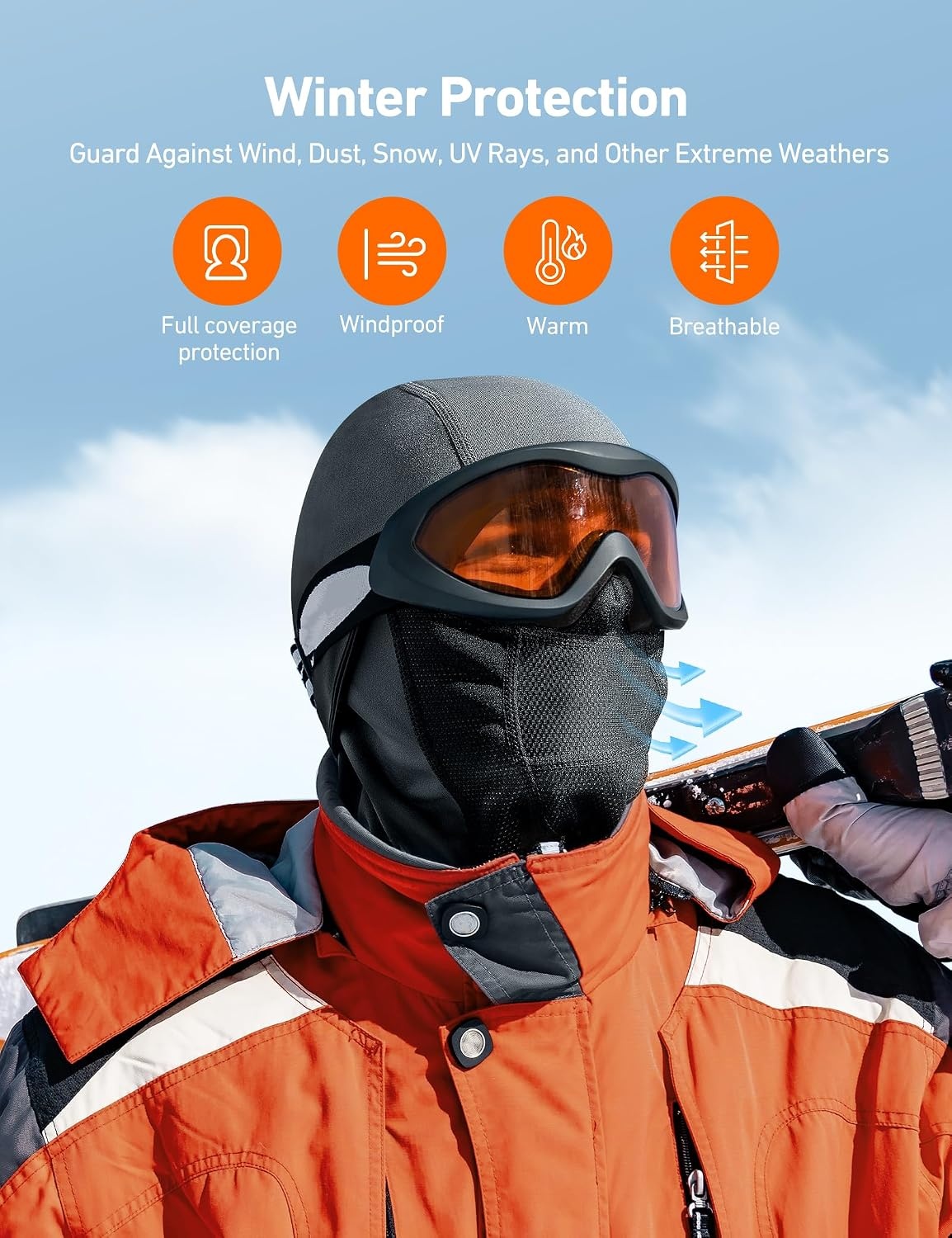 image:imageAstroAI Windproof Ski Mask Balaclava Winter Cold Weather Face Mask BlackGray