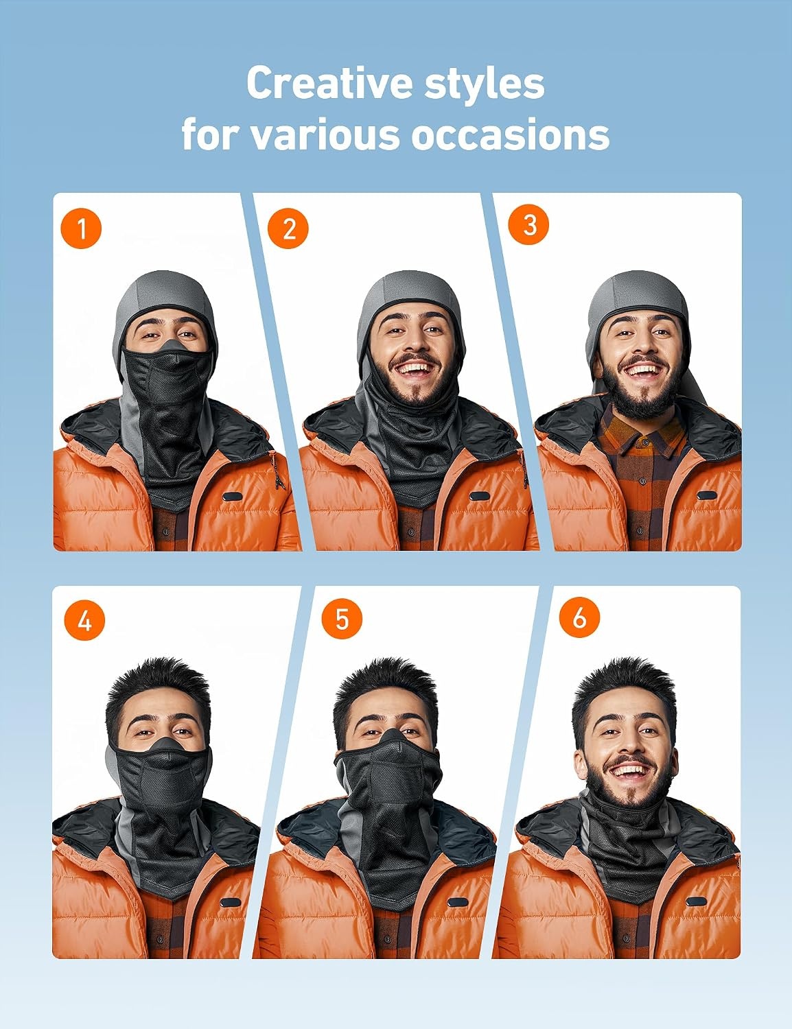 image:imageAstroAI Windproof Ski Mask Balaclava Winter Cold Weather Face Mask BlackGray