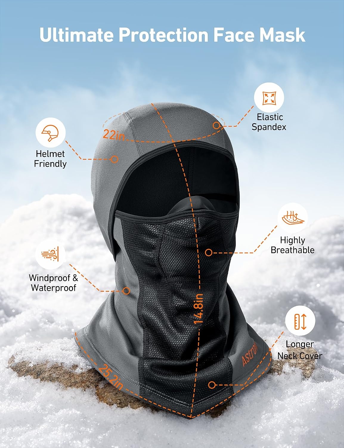 image:imageAstroAI Windproof Ski Mask Balaclava Winter Cold Weather Face Mask BlackGray