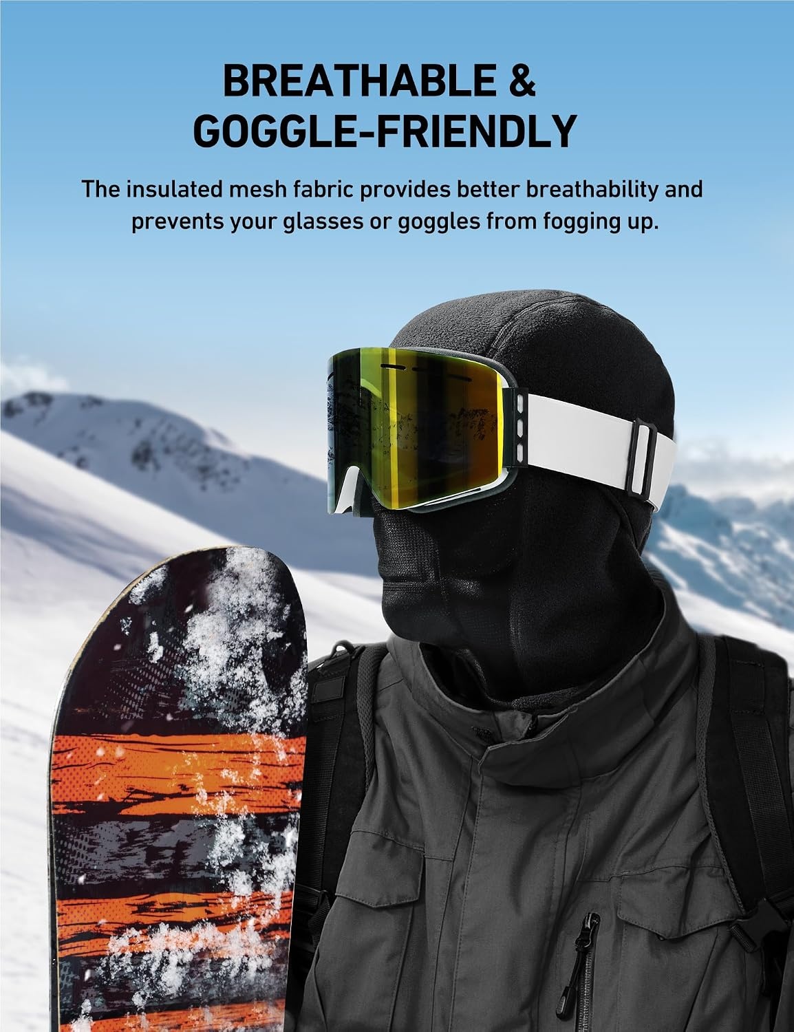 image:imageAstroAI Windproof Ski Mask Winter Thermal Fleece Balaclava GrayMBlack