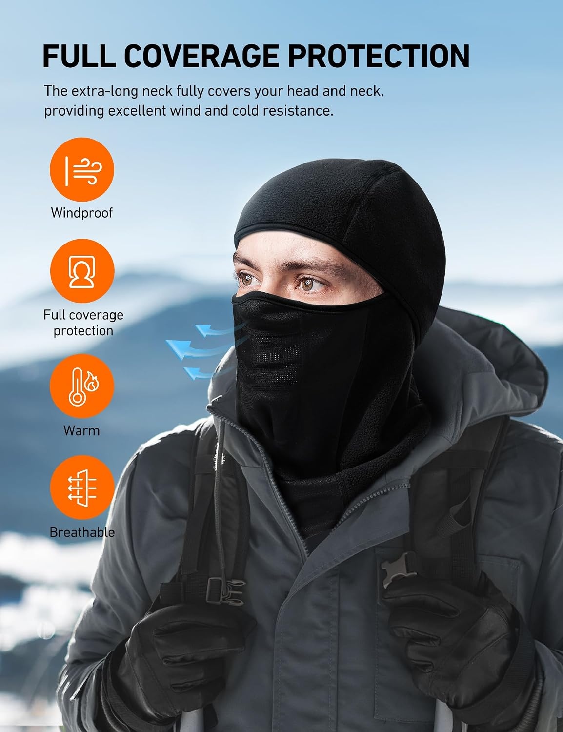 image:imageAstroAI Windproof Ski Mask Winter Thermal Fleece Balaclava GrayMBlack
