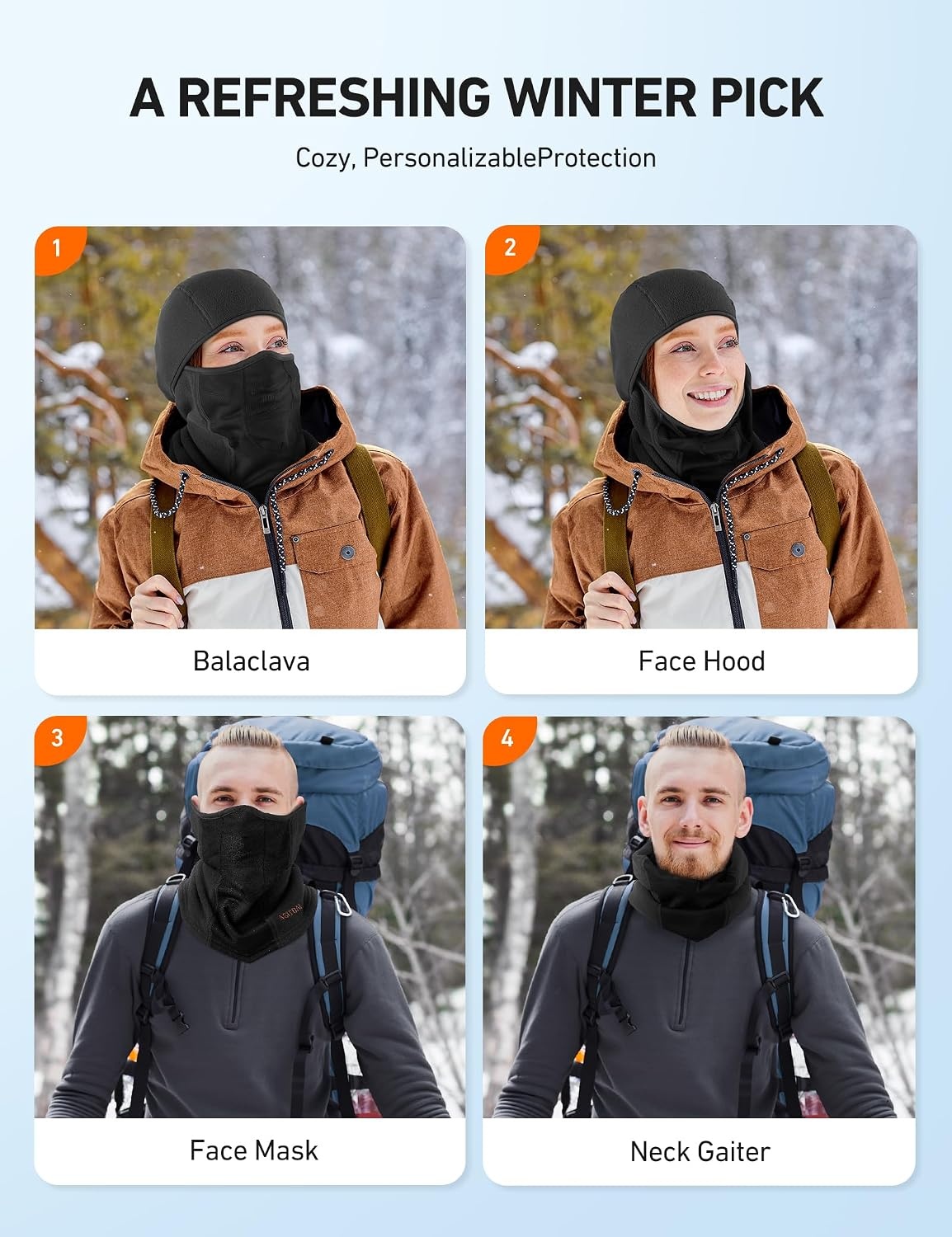 image:imageAstroAI Windproof Ski Mask Winter Thermal Fleece Balaclava GrayMBlack
