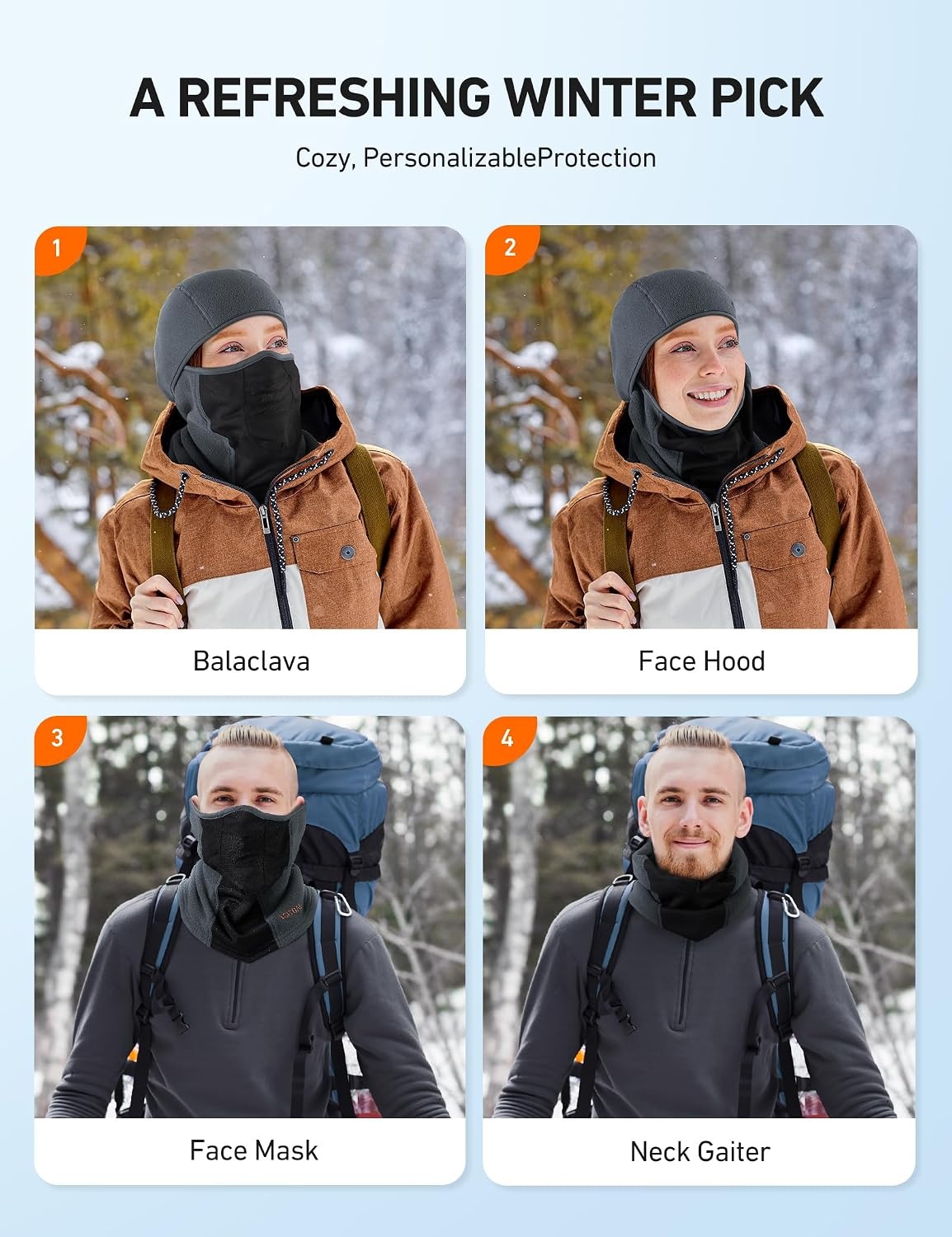 image:imageAstroAI Windproof Ski Mask Winter Thermal Fleece Balaclava GrayMGrey