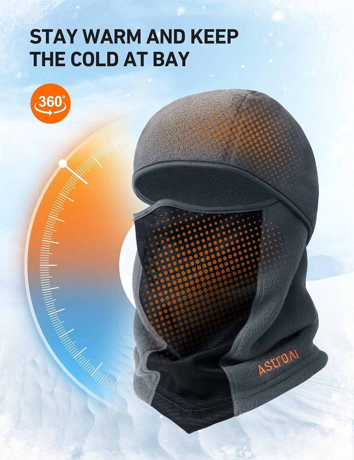 image:imageAstroAI Windproof Ski Mask Winter Thermal Fleece Balaclava GrayMGrey
