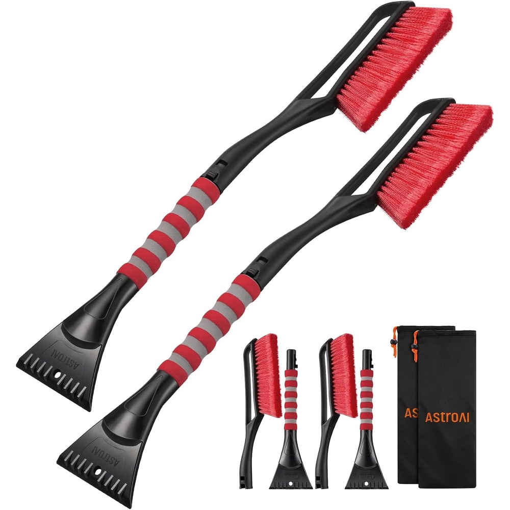 image:imageAstroAI 27 Snow Brush amp Ice Scraper for Car Windshield Snow Remove 2 PackRed