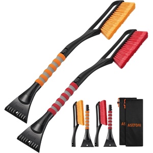 AstroAI 27″ Snow Brush & Ice Scraper for Car Windshield Snow Remove, 2 Pack(Orange & Red)