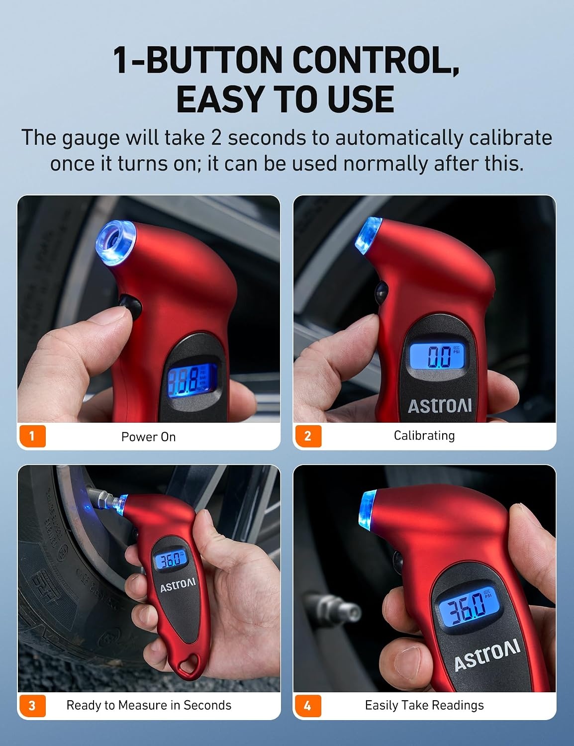 image:imageAstroAI Digital Tire Pressure Gauge 200PSI for Car Truck SUV MotorcycleRed