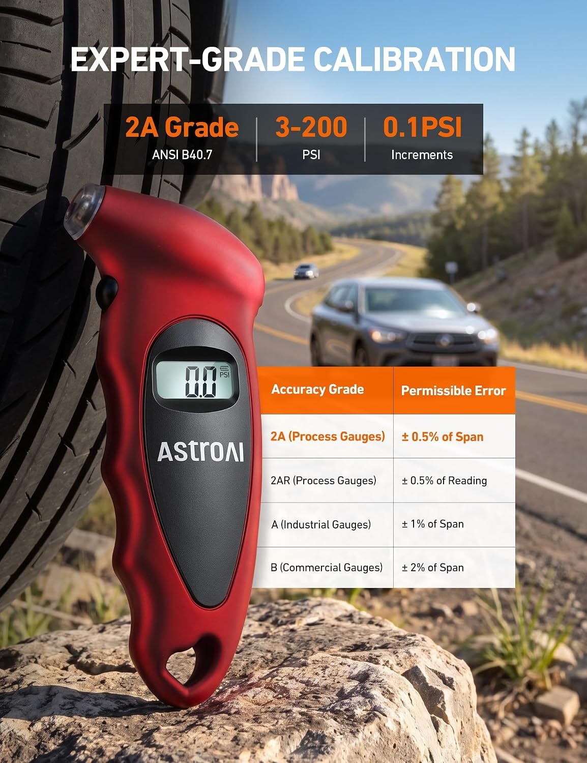 image:imageAstroAI Digital Tire Pressure Gauge 200PSI for Car Truck SUV MotorcycleRed