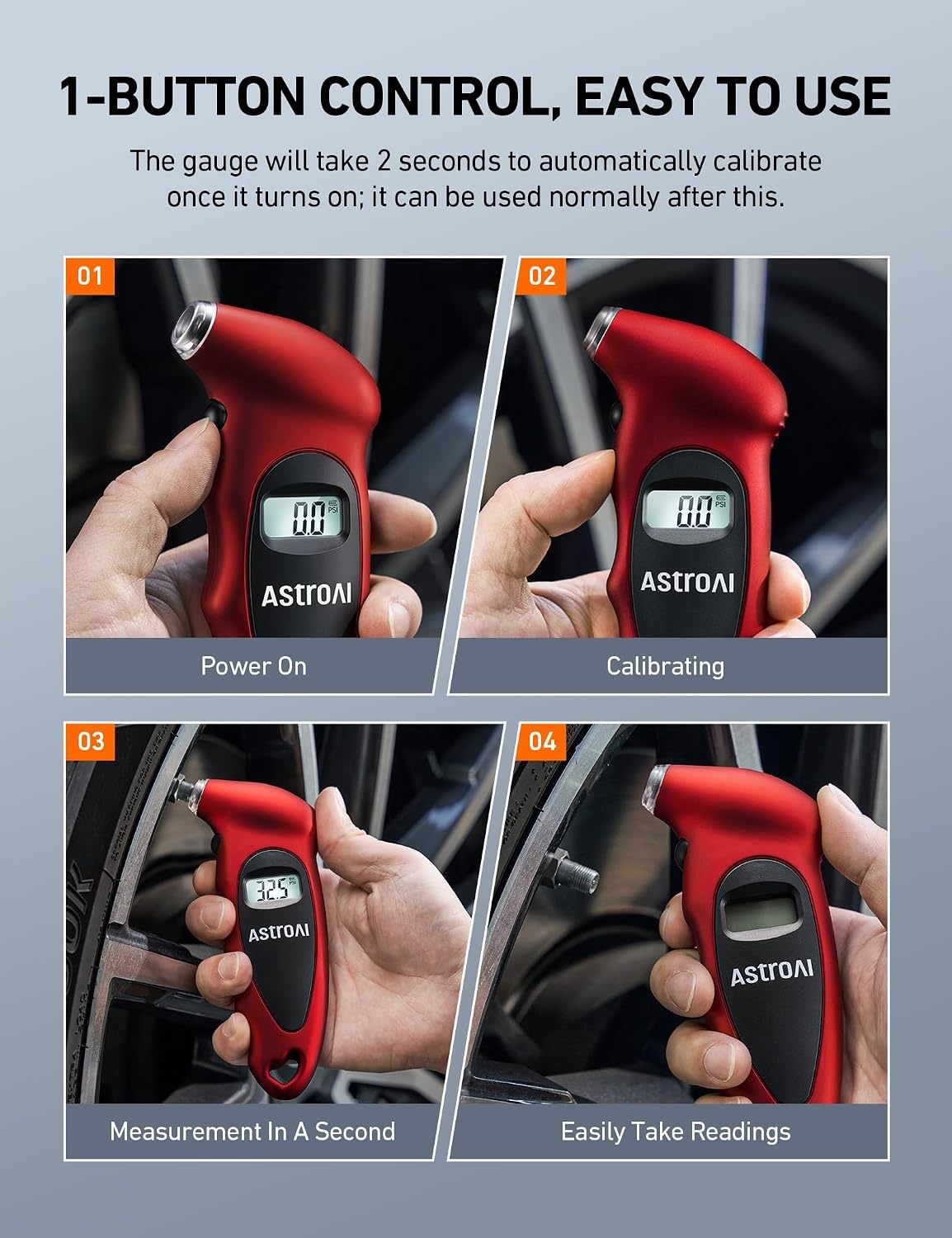 image:imageAstroAI Digital Tire Pressure Gauge 200PSI for Car Truck SUV MotorcycleRed