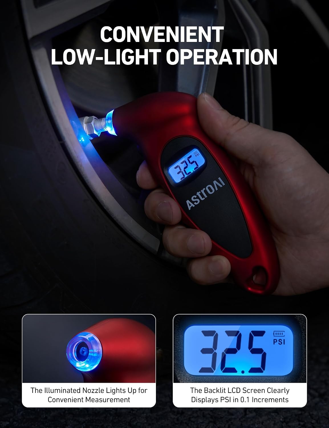 image:imageAstroAI Digital Tire Pressure Gauge 200PSI for Car Truck SUV MotorcycleRed
