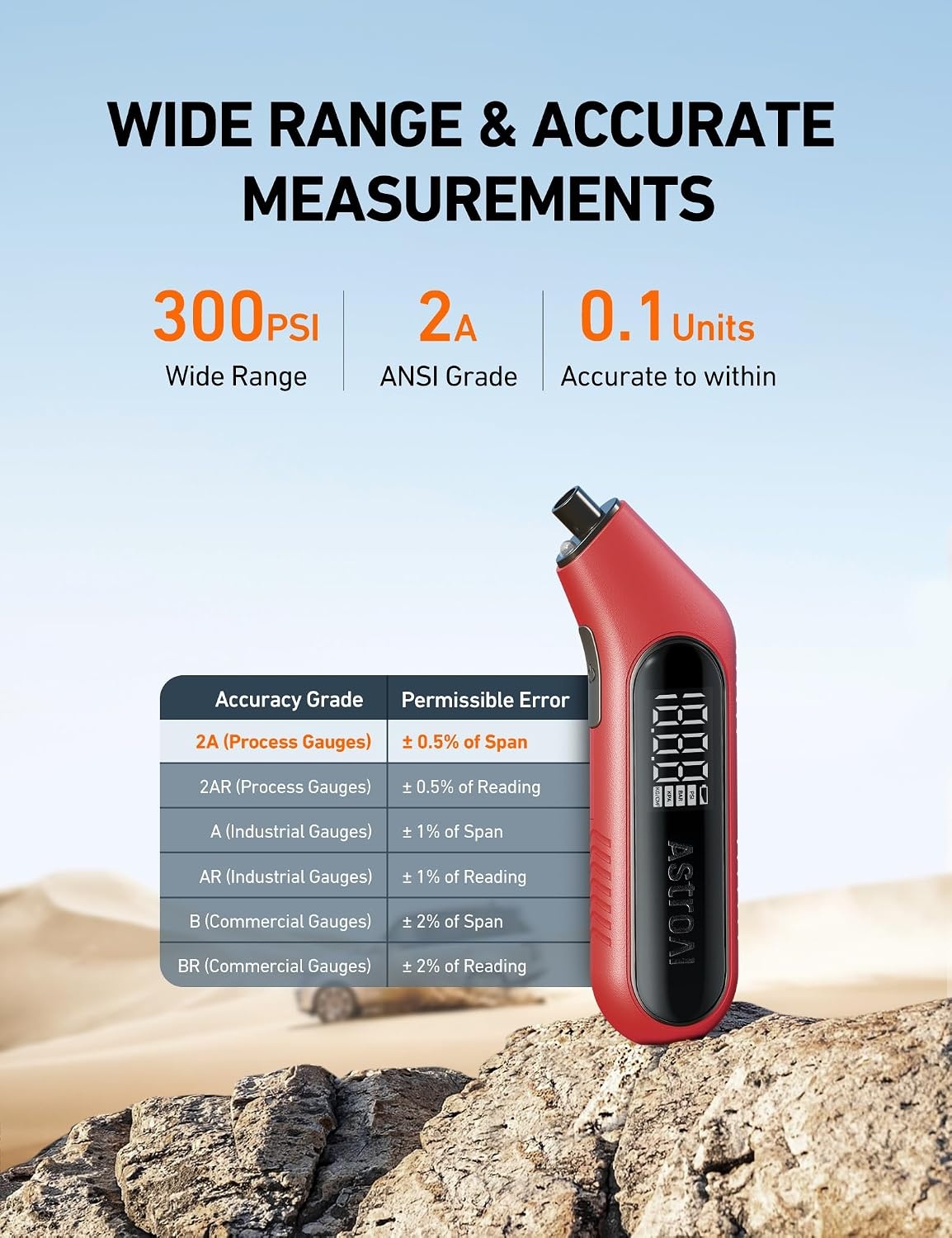 image:imageAstroAI Digital Tire Pressure Gauge 3300PSI for Car RV Truck BikesRed