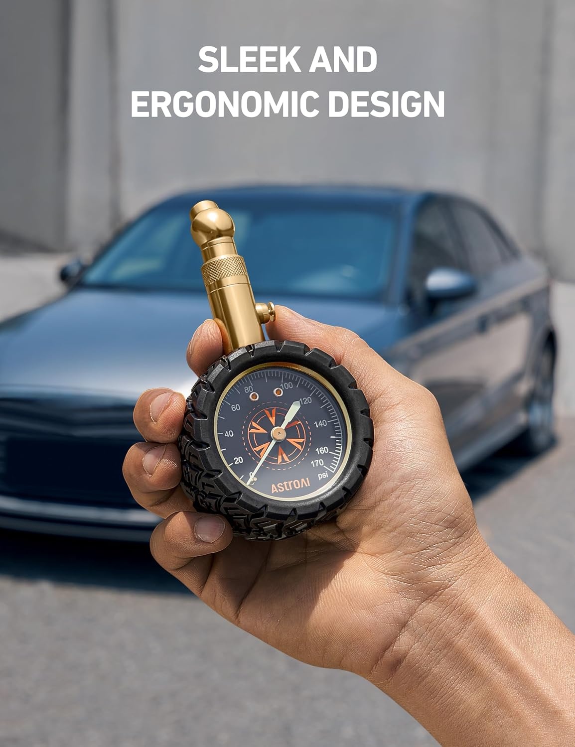 image:imageAstroAI Tire Pressure Gauge 060 PSI Large 2 Easy Read Glow Dial Tire Gauge Certified ANSI B401 Accurate Compatible for Bicycle Car SUV Truck amp Motorcycle170PSI
