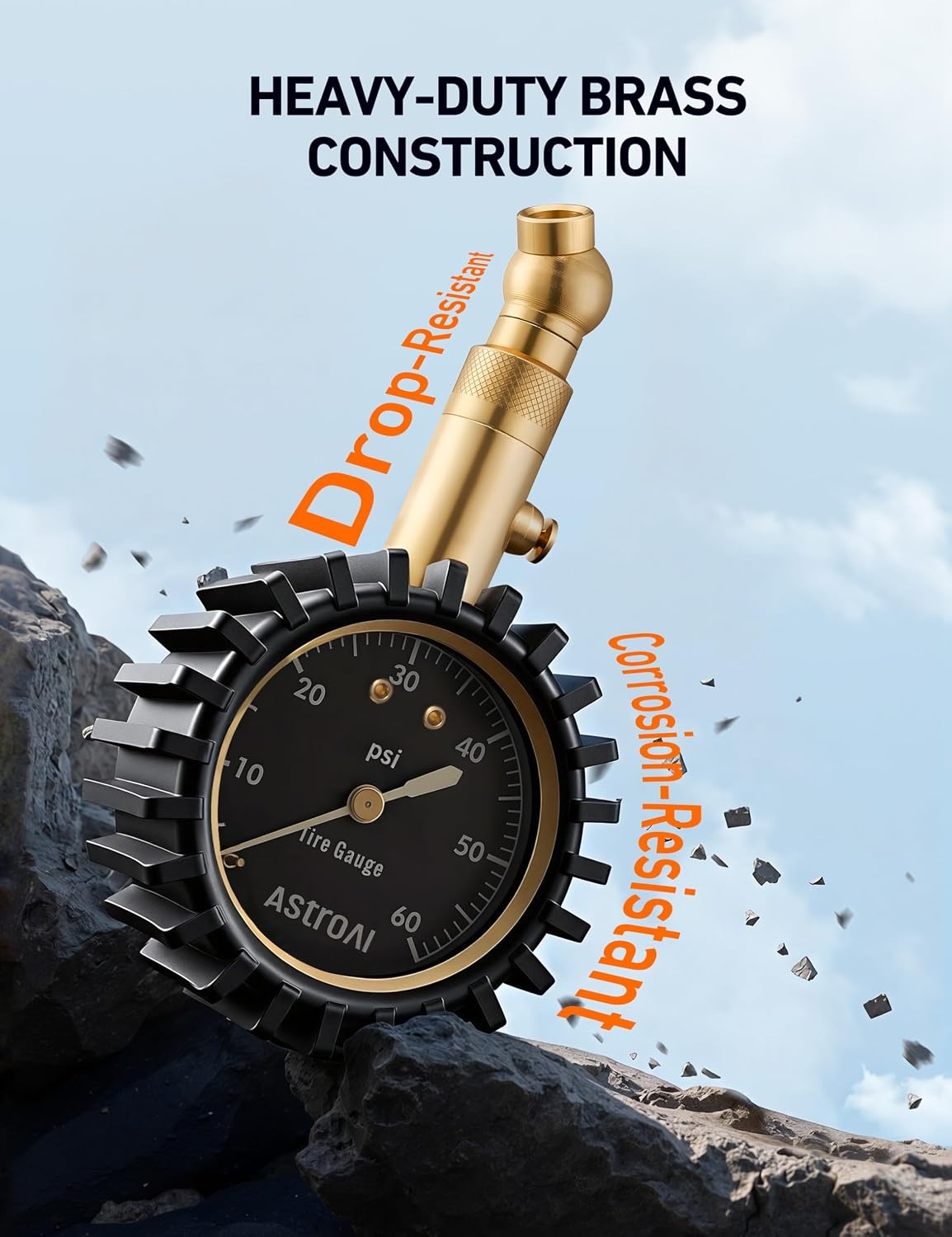 image:imageAstroAI Tire Pressure Gauge 060 PSI Large 2 Easy Read Glow Dial Tire Gauge Certified ANSI B401 Accurate Compatible for Bicycle Car SUV Truck amp Motorcycle60PSI