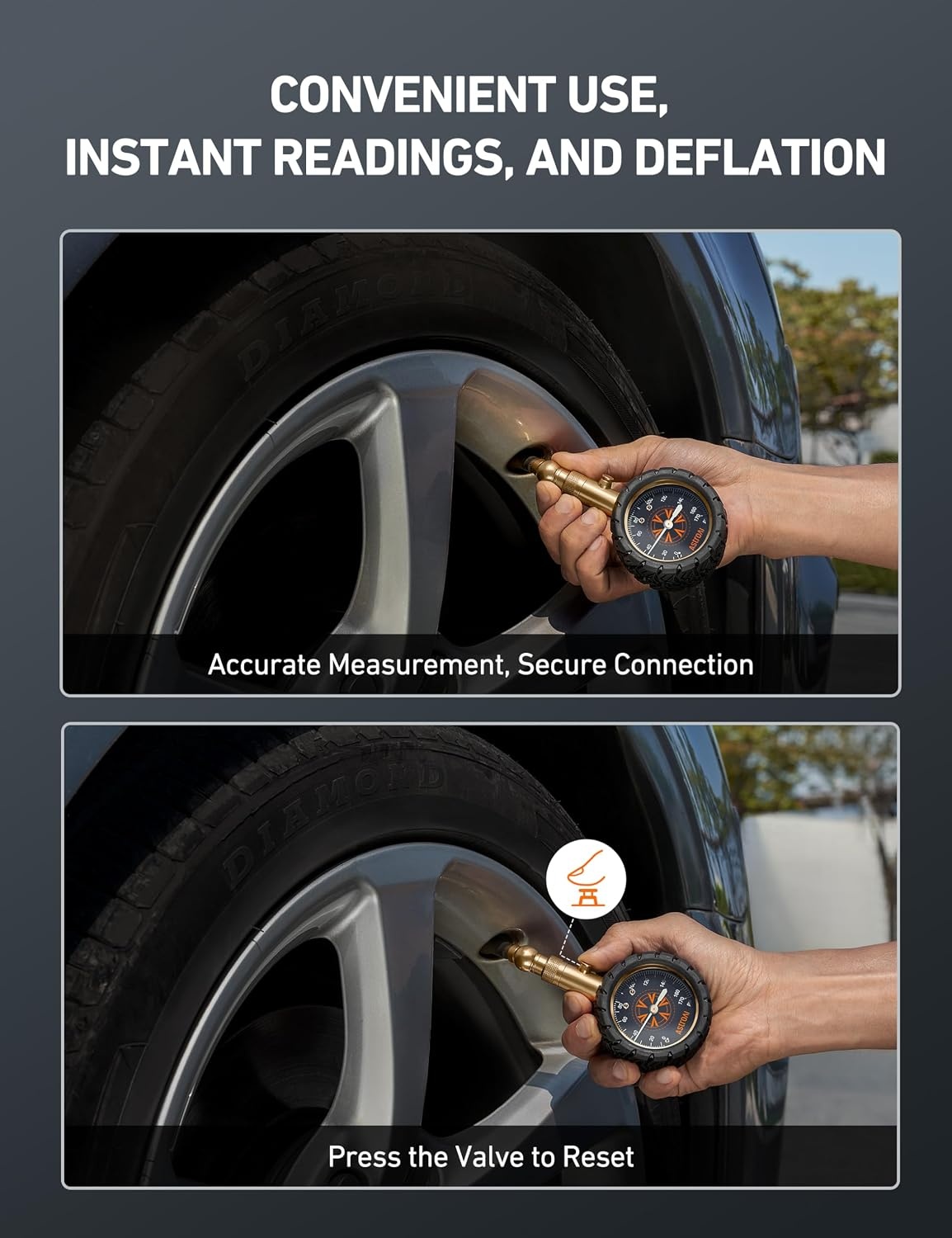 image:imageAstroAI Tire Pressure Gauge 060 PSI Large 2 Easy Read Glow Dial Tire Gauge Certified ANSI B401 Accurate Compatible for Bicycle Car SUV Truck amp Motorcycle170PSI