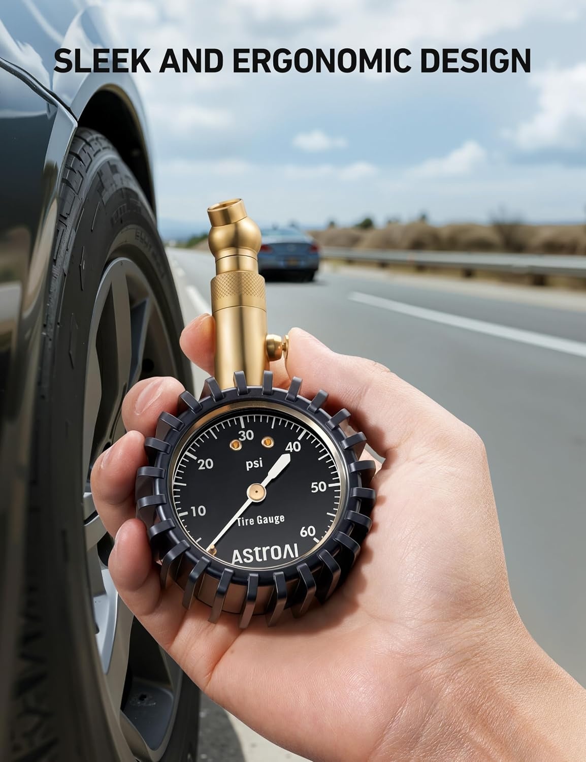 image:imageAstroAI Tire Pressure Gauge 060 PSI Large 2 Easy Read Glow Dial Tire Gauge Certified ANSI B401 Accurate Compatible for Bicycle Car SUV Truck amp Motorcycle60PSI