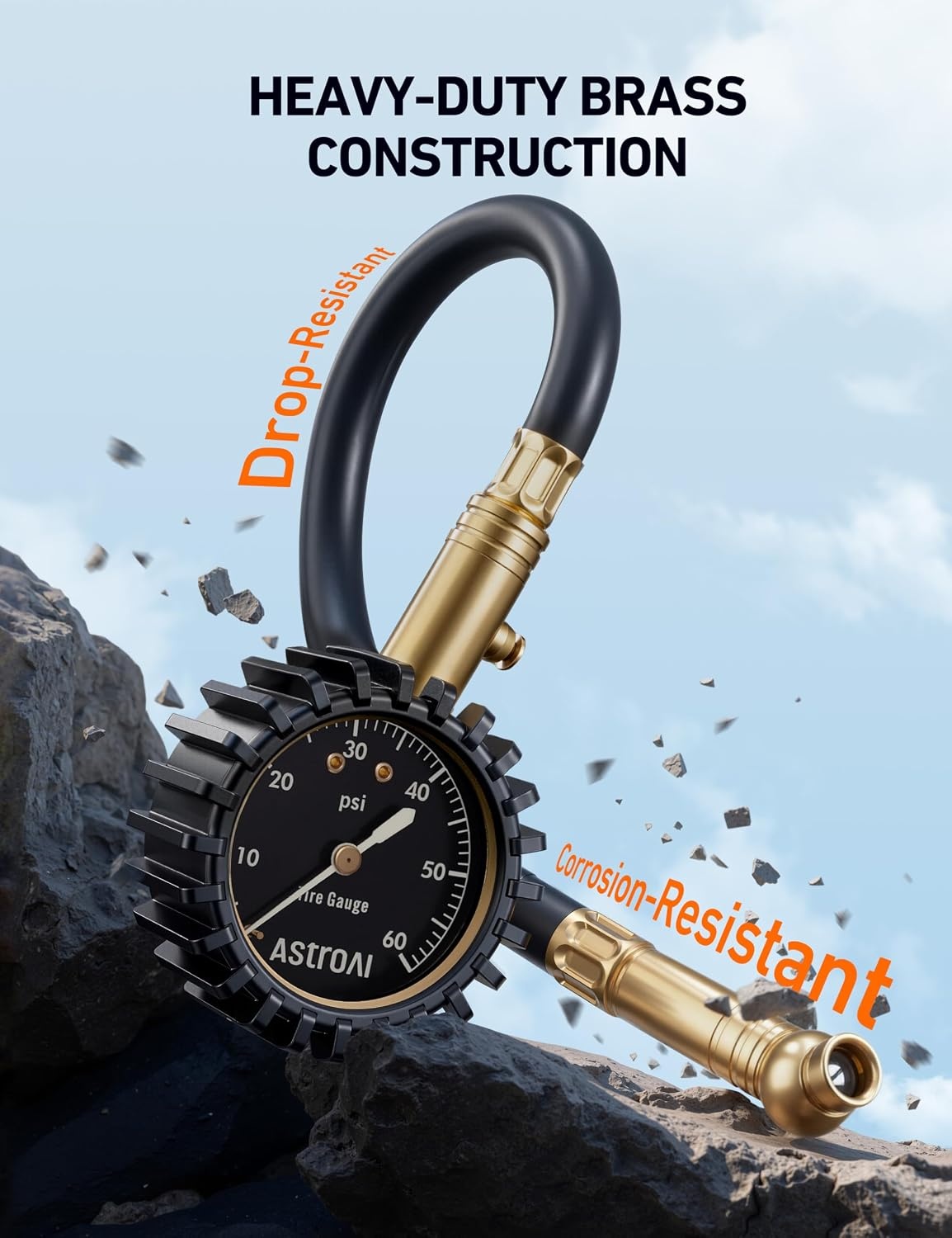 image:imageAstroAI Tire Pressure Gauge 060 PSI Large Glow Dial for Car SUV060PSI