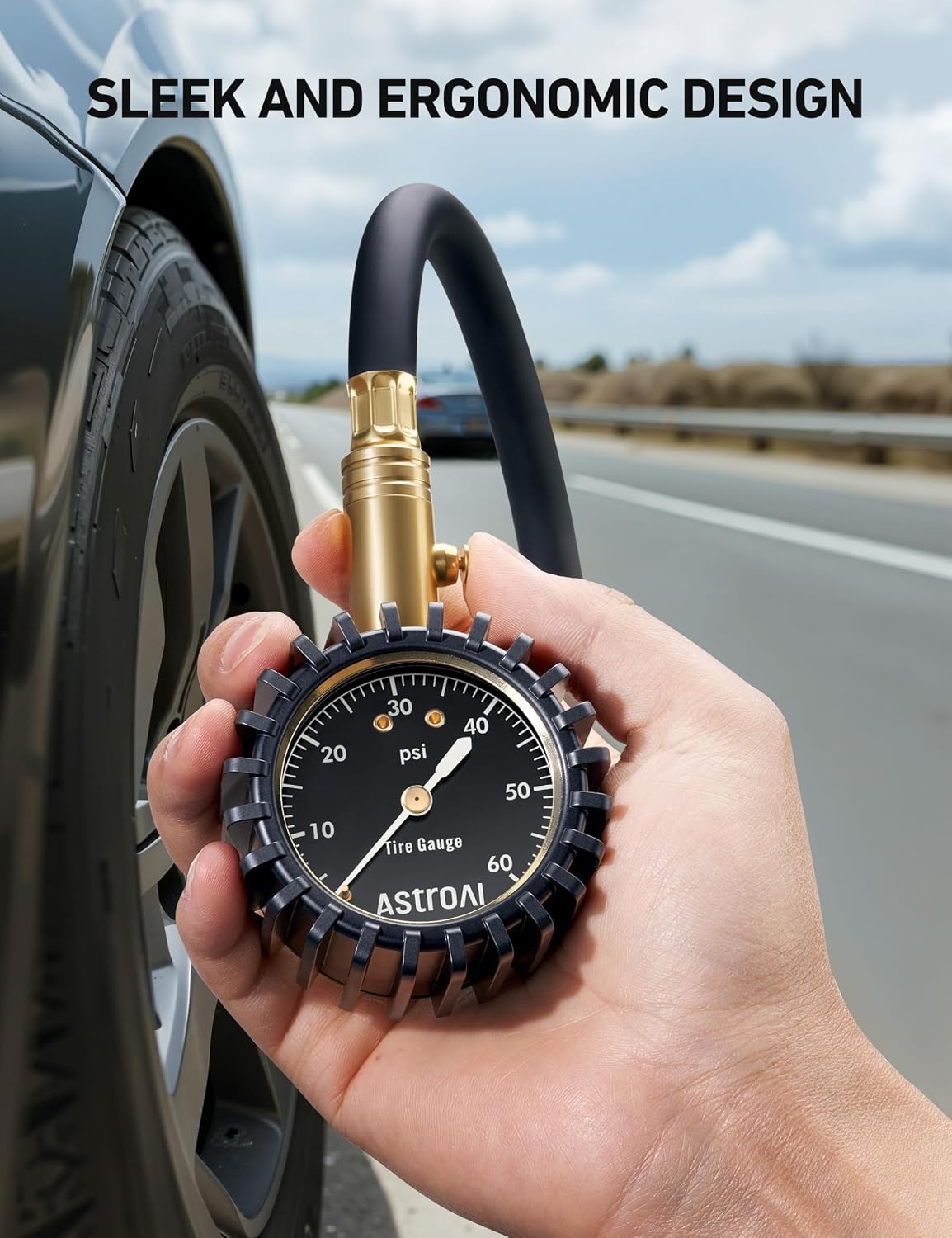 image:imageAstroAI Tire Pressure Gauge 060 PSI Large Glow Dial for Car SUV060PSI