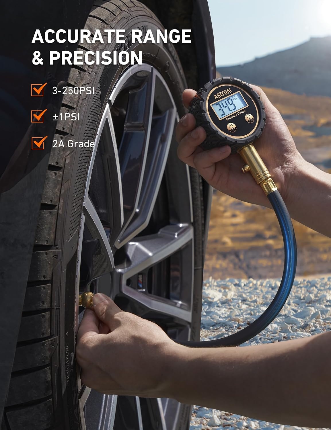 image:imageAstroAI Tire Pressure Gauge 060 PSI Large Glow Dial for Car SUV3250PSI