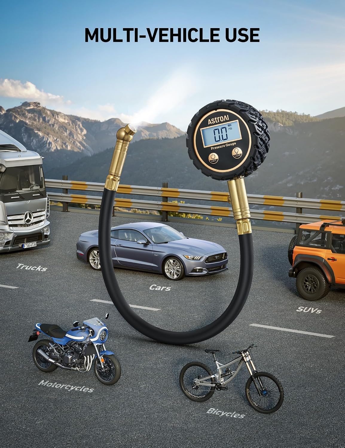 image:imageAstroAI Tire Pressure Gauge 060 PSI Large Glow Dial for Car SUV3250PSI