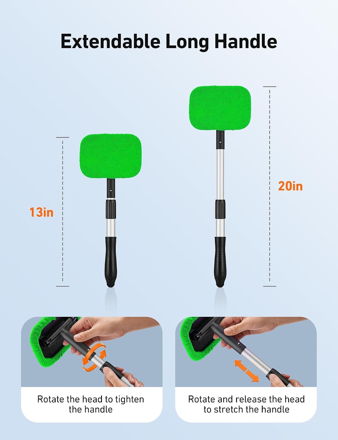 image:imageAstroAI Windshield Cleaner Extendable 180 Rotating Handle GrayGreen
