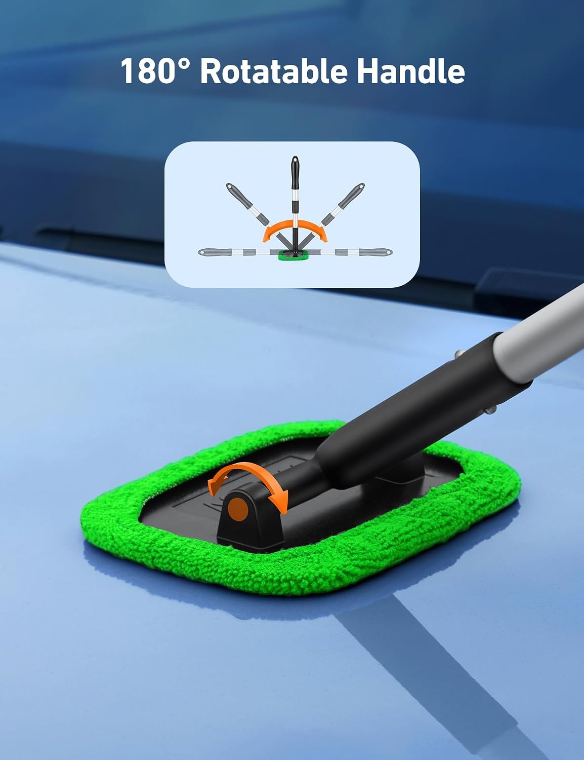 image:imageAstroAI Windshield Cleaner Extendable 180 Rotating Handle GrayGreen
