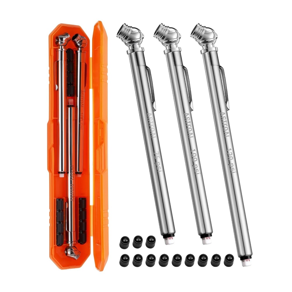 image:imageAstroAI Pencil Tire Pressure Gauge 2 Pack 1075 PSI Stainless Steel Body3 Pack