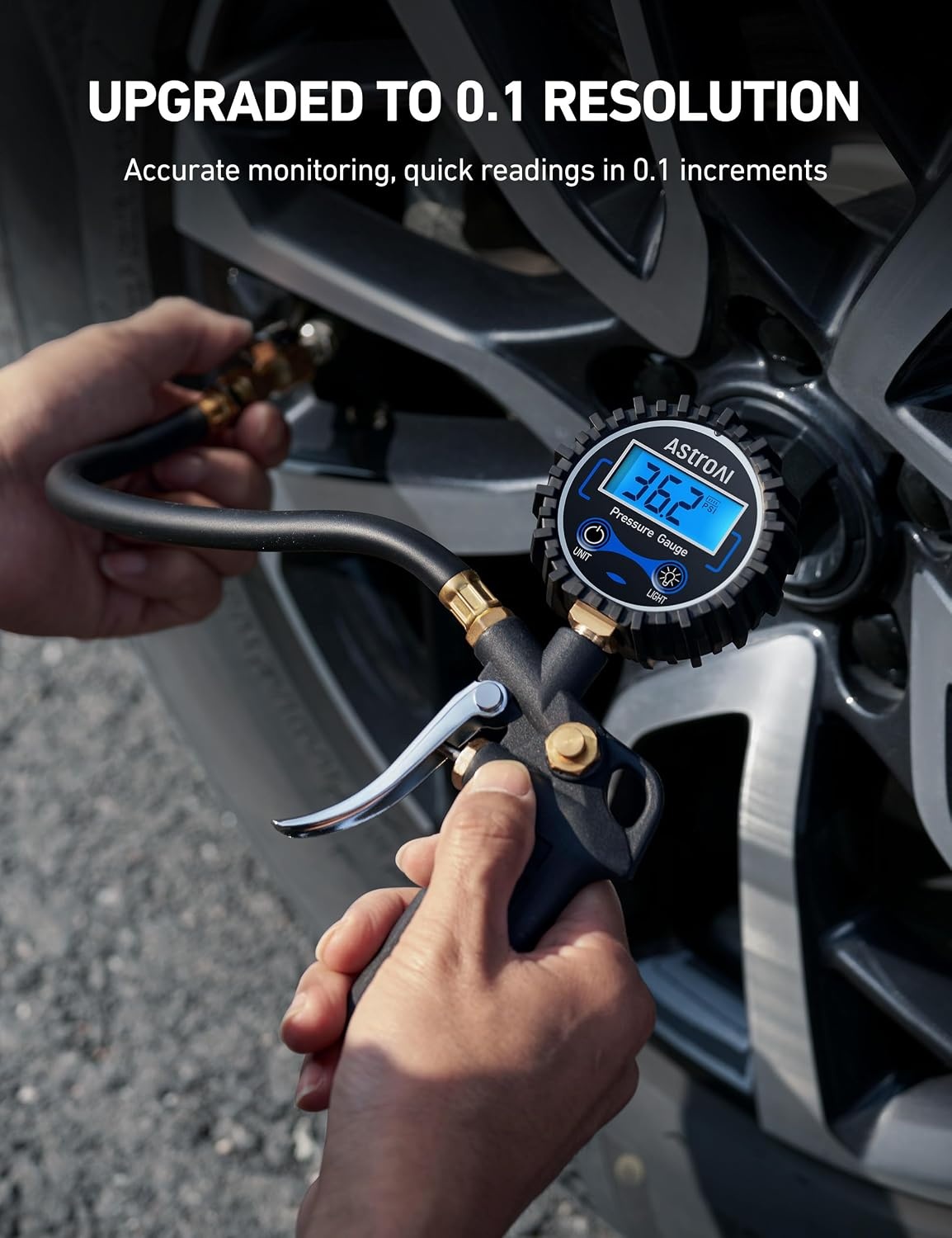 image:imageAstroAI Digital Tire Pressure Gauge with Inflator 3250 PSI Fits 14 NPT1 Pack Standard
