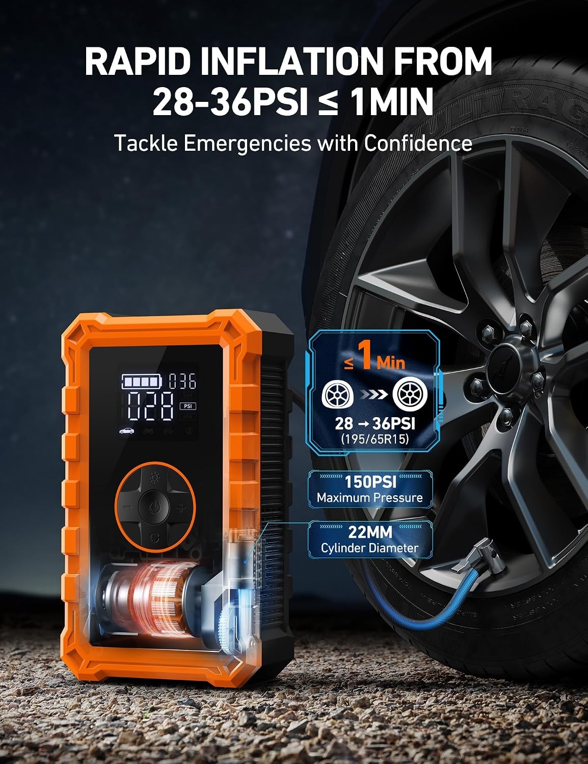 image:imageAstroAI S8 Air 3000A Jump Starter with Air Compressor 12V Jump Box3000AOrange