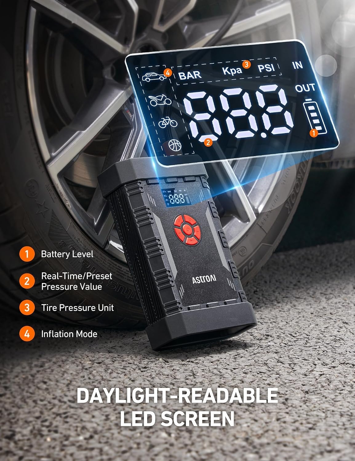 image:imageAstroAI S8 Air 3000A Jump Starter with Air Compressor 12V Jump Box4000ARed