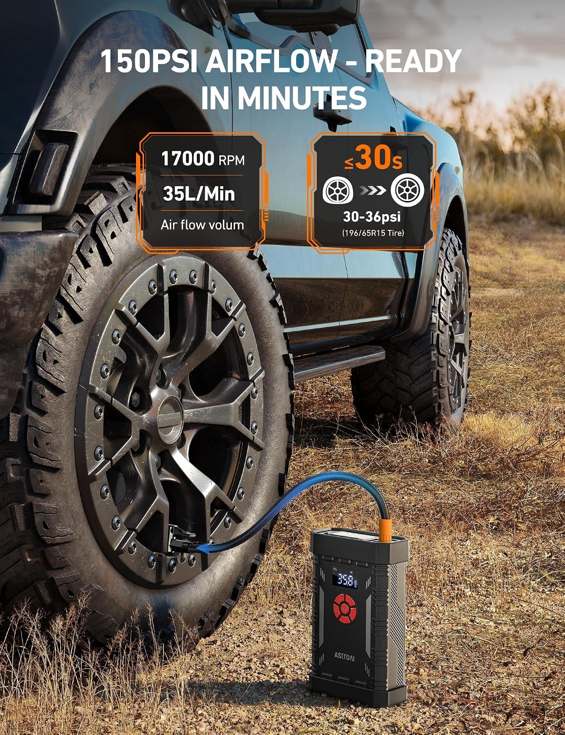 image:imageAstroAI S8 Air 3000A Jump Starter with Air Compressor 12V Jump Box4000ARed