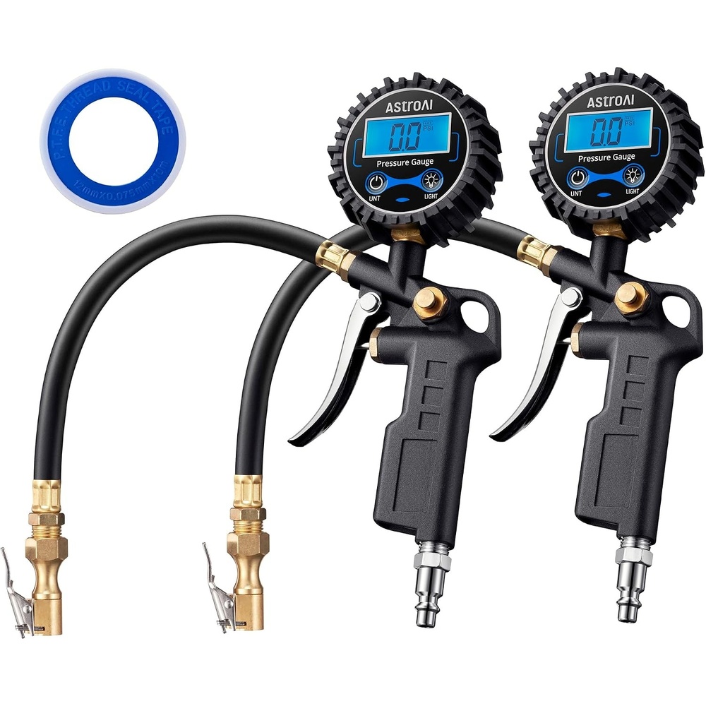 image:imageAstroAI Digital Tire Pressure Gauge with Inflator 3250 PSI Fits 14 NPT2 Pack Standard