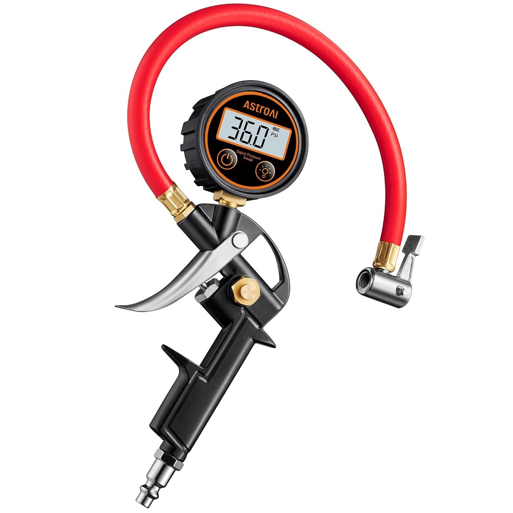 image:imageAstroAI T3 Tire Pressure Gauge with Inflator 10120PSI ANSI B401 AccuracyRed