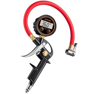 AstroAI T3 Tire Pressure Gauge with Inflator 10-120PSI, ANSI B40.1 Accuracy(Red)