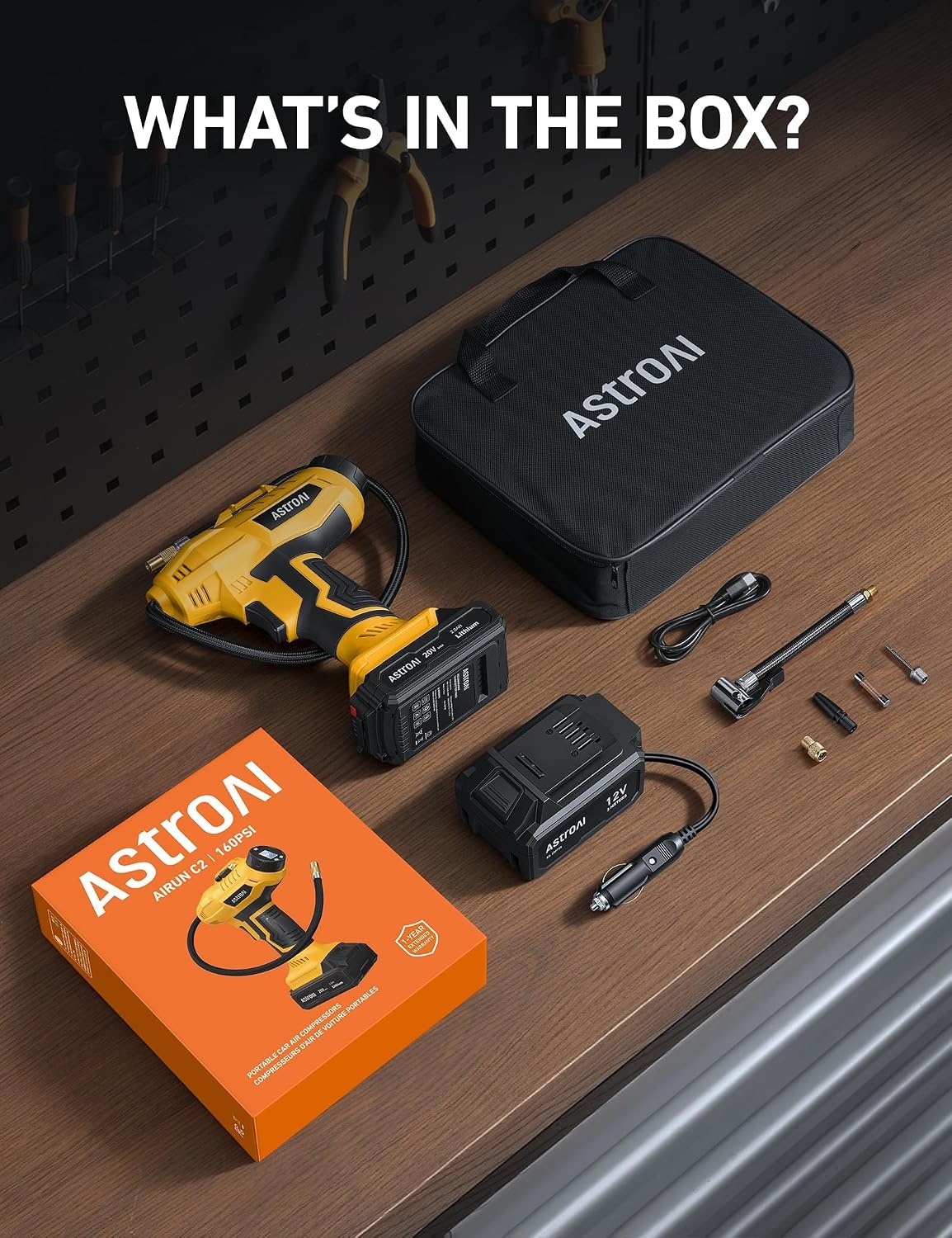 image:imageAstroAI Cordless Tire Inflator Portable Air Compressor 160PSI 12VDC BatteryYellow